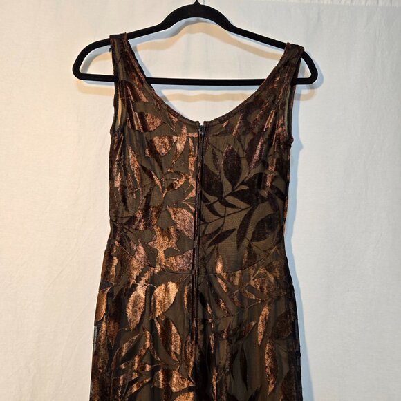 TADASHI Vintage Y2K Black Brown Crushed Velvet Floral Babydoll Maxi Dress Size S - Picture 6 of 15